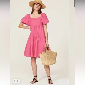 Tiered Puff Sleeve Dress
Louna pink gauze cotton casual party classic $248 L
